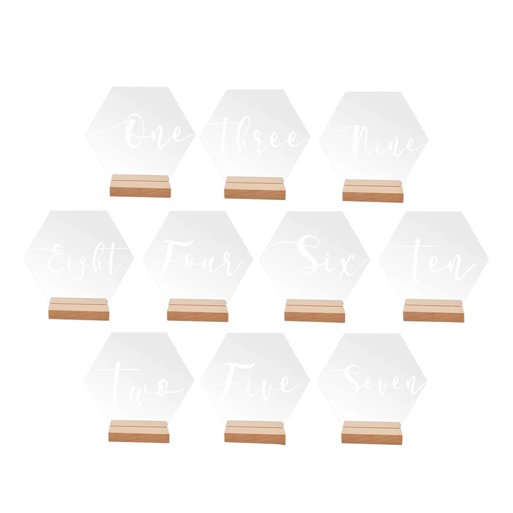 Hexagonal Table Number Sign 10 Sets Acrylic Place Cards Wedding Supplies Restaurant Decor Practical banquet party
Hexagonal Table Number Sign 10 Sets Acrylic Place Cards Wedding Supplies Restaurant Decor Practical banquet party