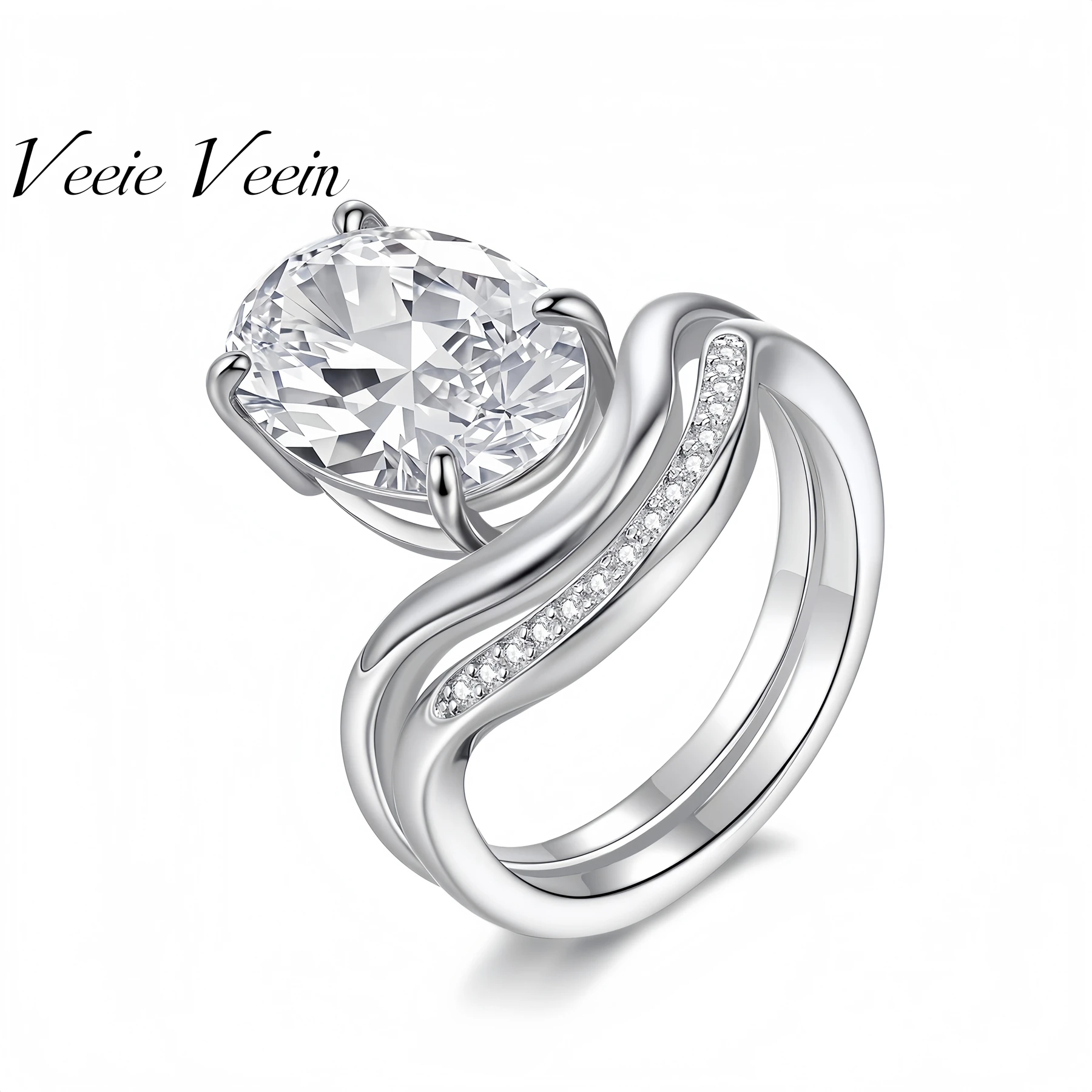 Veeie Veein Luxury Brand S925 Sterling Silver Ring GRA Certificate Light Luxury Oval Pigeon Egg Layering Set Ring Jewelry 
Veeie Veein Luxury Brand S925 Sterling Silver Ring GRA Certificate Light Luxury Oval Pigeon Egg Layering Set Ring Jewelry