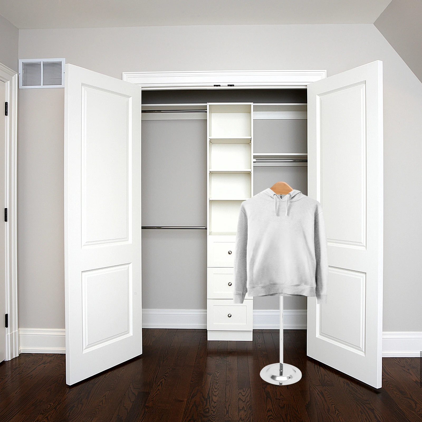 T-shaped Clothes Rack Adjustable T-Shirt Display Stand Shirts Stainless Steel Adjustablet
T-shaped Clothes Rack Adjustable T-Shirt Display Stand Shirts Stainless Steel Adjustablet