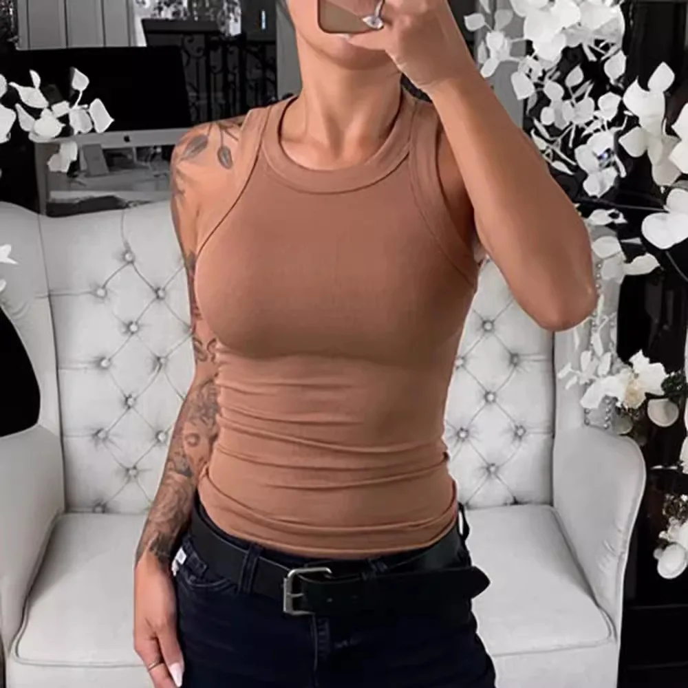 Women Solid Round Neck Ribbed Tank Top Camisole Women Summer Basic Elastic Tank Top O Neck Solid Tank Top
Women Solid Round Neck Ribbed Tank Top Camisole Women Summer Basic Elastic Tank Top O Neck Solid Tank Top