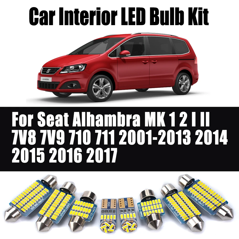 Комплект светодиодных ламп для салона автомобиля с картой купола Canbus для Seat Alhambra MK 1 2 I II 7V8 7V9 710 711 2001-2013 2014 2015 2016 2017
Комплект светодиодных ламп для салона автомобиля с картой купола Canbus для Seat Alhambra MK 1 2 I II 7V8 7V9 710 711 2001-2013 2014 2015 2016 2017