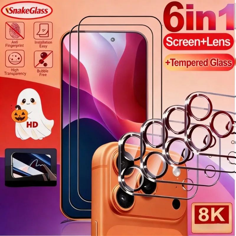 6-In-1 HD Full Coverage 9D Tempered Glass Screen Protectors+Lens Films for iPhone 13/14/15/16/17/Pro/Pro Max/Air/16e 16 15 Plus
6-In-1 HD Full Coverage 9D Tempered Glass Screen Protectors+Lens Films for iPhone 13/14/15/16/17/Pro/Pro Max/Air/16e 16 15 Plus