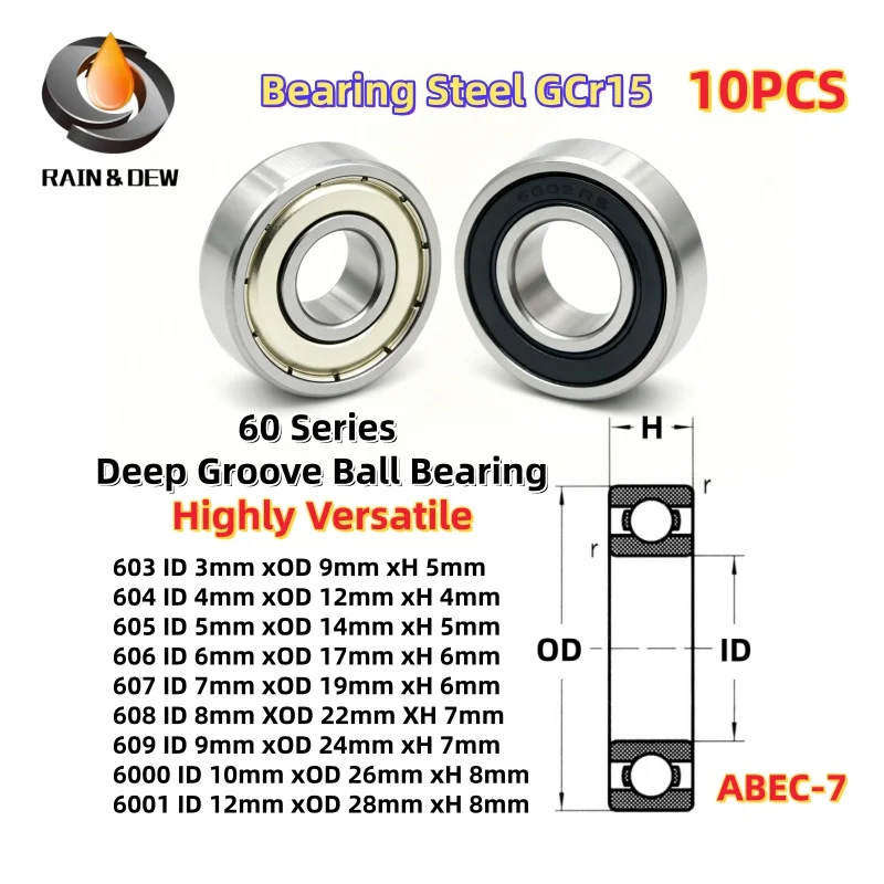 10PCS 60 Series Deep Groove Ball Bearing 2RS/2ZZ 6000 10x26x8 mm Bore 3mm 4mm 5mm 6mm 7mm 8mm 9mm 10mm 12mm 15mm 17mm 25mm
10PCS 60 Series Deep Groove Ball Bearing 2RS/2ZZ 6000 10x26x8 mm Bore 3mm 4mm 5mm 6mm 7mm 8mm 9mm 10mm 12mm 15mm 17mm 25mm