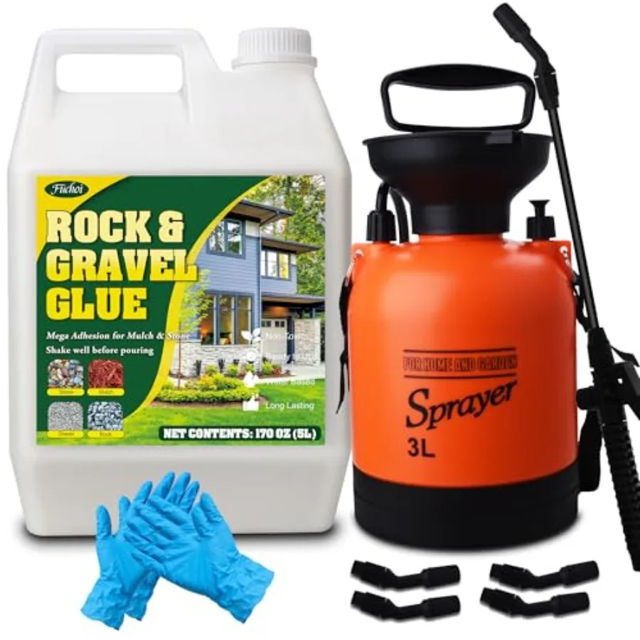Mulch Glue with Sprayer for Landscape 1.3 Gallon Gravel Stabilizer Fast Dry Non-Toxic Water-Based Long Lasting Adhesive Rock Gl
Mulch Glue with Sprayer for Landscape 1.3 Gallon Gravel Stabilizer Fast Dry Non-Toxic Water-Based Long Lasting Adhesive Rock Gl