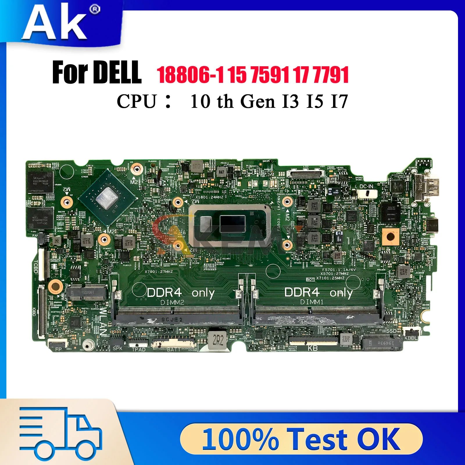 18806-1 Mainboard For Dell Inspiron 15 7591 17 7791 with i5 i7 CPU CN-0850TM 0D0JY6 0850TM Tested OK
18806-1 Mainboard For Dell Inspiron 15 7591 17 7791 with i5 i7 CPU CN-0850TM 0D0JY6 0850TM Tested OK