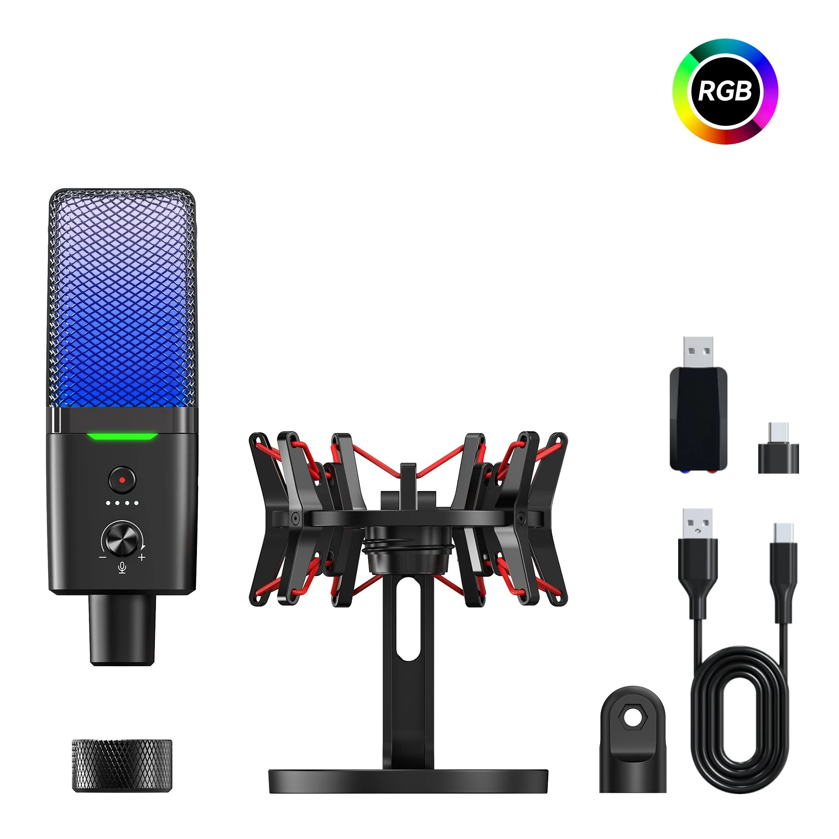 2.4G wireless wired microphone, dual-mode RGB condenser gaming gaming desktop noise reduction
2.4G wireless wired microphone, dual-mode RGB condenser gaming gaming desktop noise reduction
