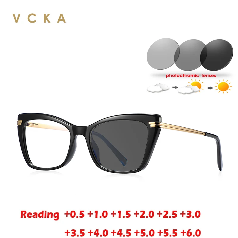 Очки для чтения VCKA кошачий глаз, модные женские очки с защитой от синего света, оптические очки по рецепту под заказ, фотохромная оправа + от 0,50 до + 10
Очки для чтения VCKA кошачий глаз, модные женские очки с защитой от синего света, оптические очки по рецепту под заказ, фотохромная оправа + от 0,50 до + 10