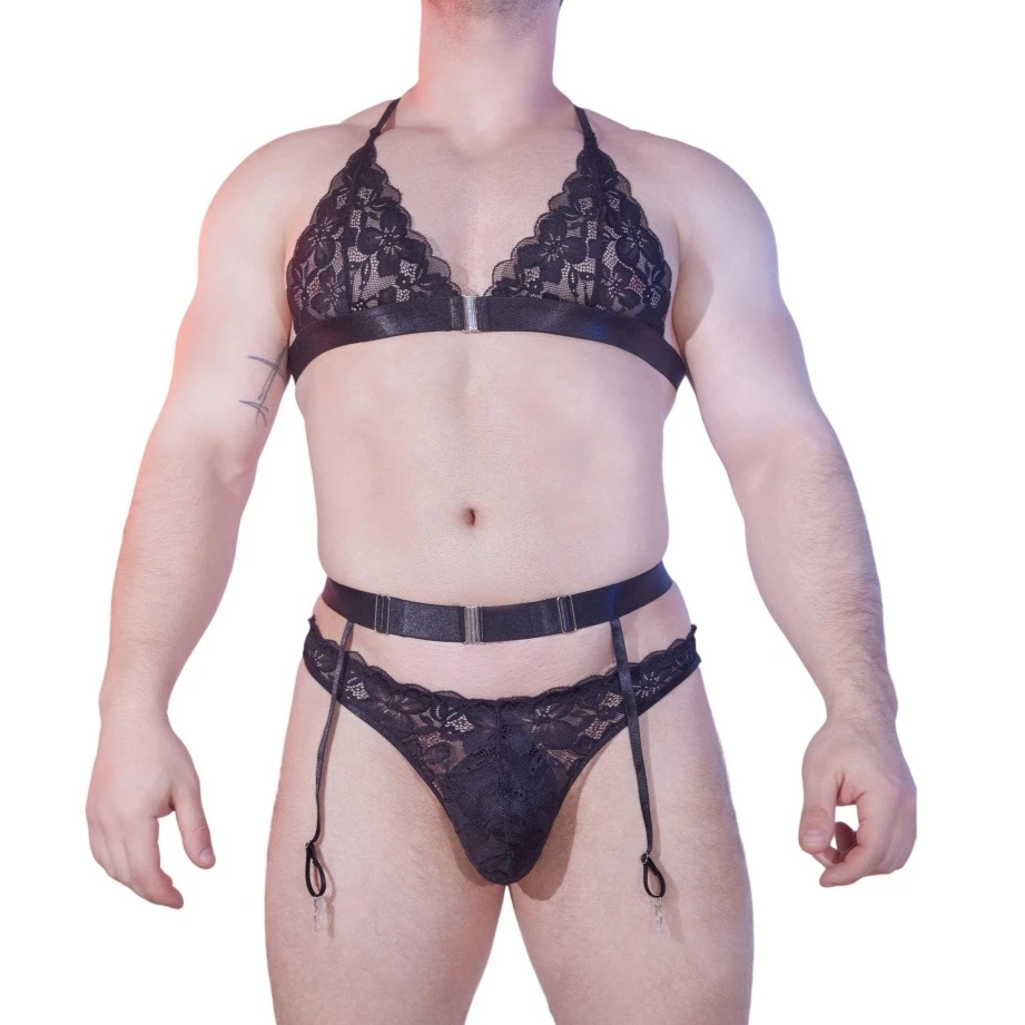 3pcs/Set Mens Lace Sissy Lingerie Sexy Detachable Buckle Bra Tops and G-strings and Garter Belt Erotic Underwear Bikini Lingerie
3pcs/Set Mens Lace Sissy Lingerie Sexy Detachable Buckle Bra Tops and G-strings and Garter Belt Erotic Underwear Bikini Lingerie