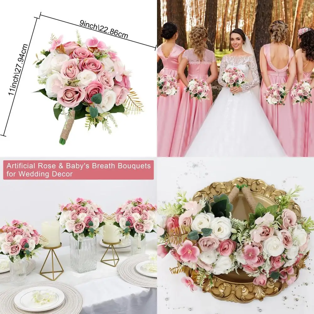 Набор из 6 искусственных букетов для подружек невесты (7 цветов), цвета слоновой кости, пыльно-розового и белого, для свадьбы или вечеринки
Набор из 6 искусственных букетов для подружек невесты (7 цветов), цвета слоновой кости, пыльно-розового и белого, для свадьбы или вечеринки