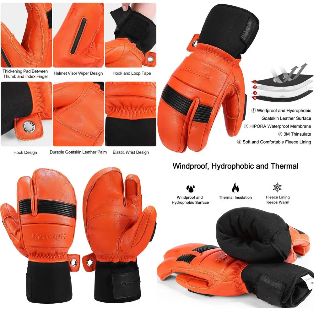 KUTOOK Лыжные перчатки из козьей кожи с мембраной HIPORA для водонепроницаемых активного отдыха
KUTOOK Лыжные перчатки из козьей кожи с мембраной HIPORA для водонепроницаемых активного отдыха