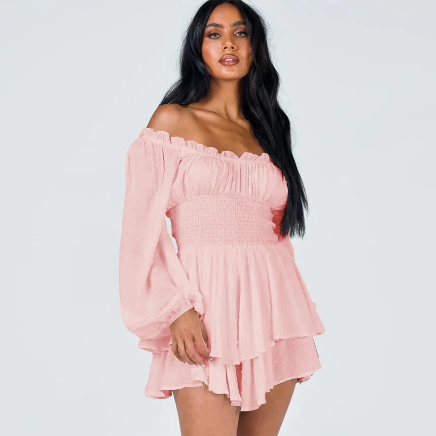 Women Clothes Pink Ruffles Pleated Shorts Playsuts Summer Spring Long Sleeve Backless Mini Dress 2024 Fashion One Piece Jumpsuit
Women Clothes Pink Ruffles Pleated Shorts Playsuts Summer Spring Long Sleeve Backless Mini Dress 2024 Fashion One Piece Jumpsuit