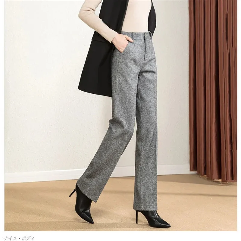 High-quality Woolen Wide Leg Pants For Women Autumn Winter Elastic High Waisted Casual Straight Trousers Female Wool Pantalons
High-quality Woolen Wide Leg Pants For Women Autumn Winter Elastic High Waisted Casual Straight Trousers Female Wool Pantalons