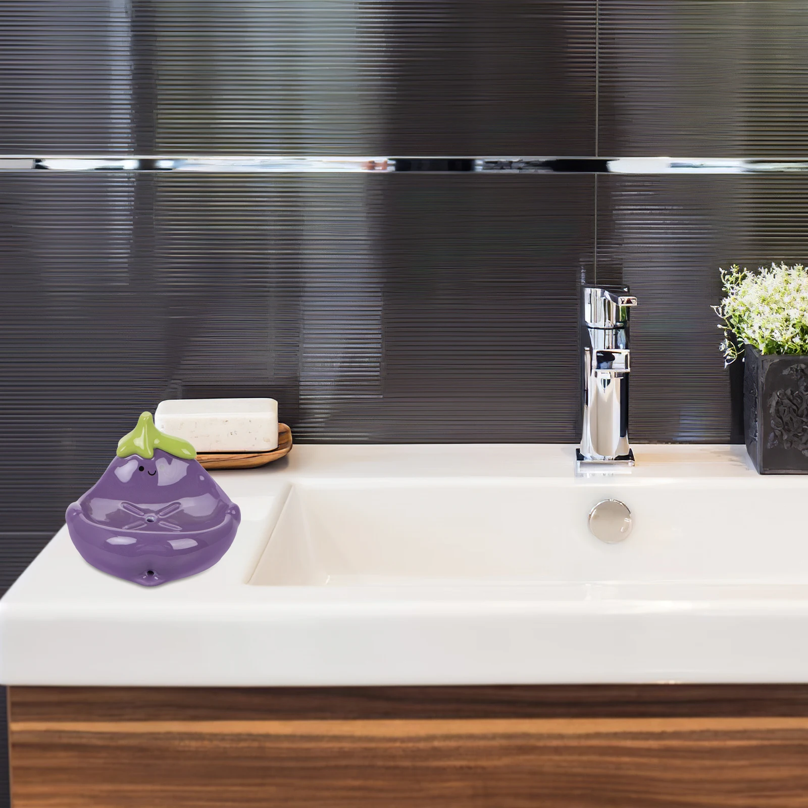 Cute Ceramic Dish Eggplant Shape Self Draining Bathroom Sink Holder Kitchen Countertop Storage Tray For Bar Shower Travel Sponge
Cute Ceramic Dish Eggplant Shape Self Draining Bathroom Sink Holder Kitchen Countertop Storage Tray For Bar Shower Travel Sponge