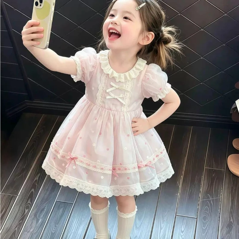 Children Girls Sweet Pink Puff Sleeve Lolita Dress Costume Summer New Lace Princess Tutu Gown Pageant Elegant Birthday Party
Children Girls Sweet Pink Puff Sleeve Lolita Dress Costume Summer New Lace Princess Tutu Gown Pageant Elegant Birthday Party