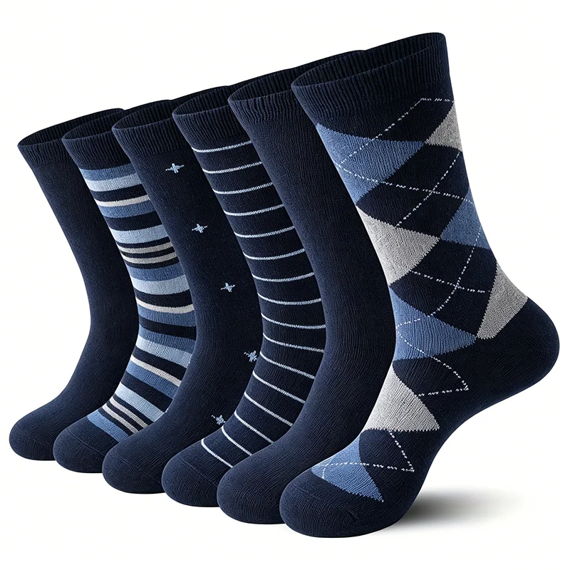 6Pairs Men Multi Pattern Striped Dress Socks Soft Breathable Mid Calf Crew Socks Classic Business Formal Office Casual Hosiery
6Pairs Men Multi Pattern Striped Dress Socks Soft Breathable Mid Calf Crew Socks Classic Business Formal Office Casual Hosiery