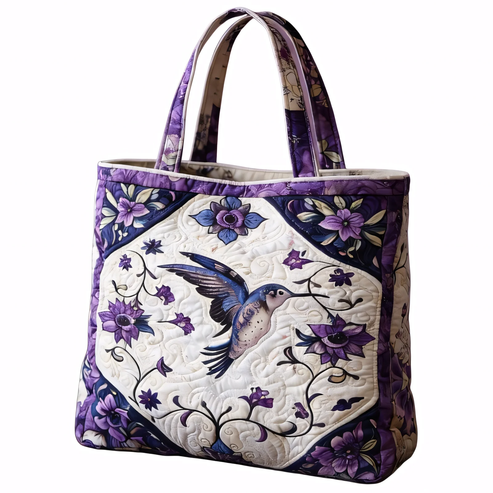 Elegant Vintage Hummingbird Purple Floral Quilted Tote Bag Fashion Large Capacity Handbag Casual Shoulder Bag for Commute Travel
Elegant Vintage Hummingbird Purple Floral Quilted Tote Bag Fashion Large Capacity Handbag Casual Shoulder Bag for Commute Travel