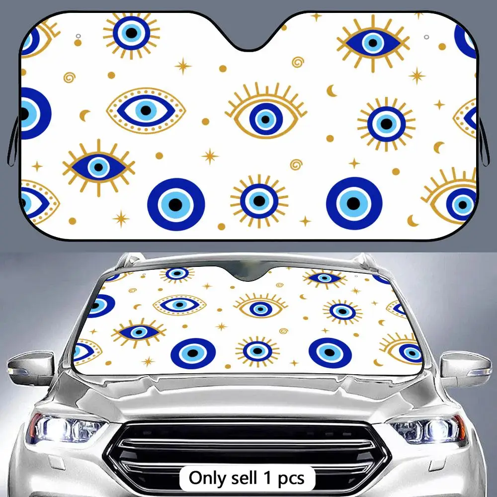 Evil Eye Sun Visor Aluminum Foil Windshield Sunshade with Reflective UV Block Heat Insulation Foldable Universal Fit
Evil Eye Sun Visor Aluminum Foil Windshield Sunshade with Reflective UV Block Heat Insulation Foldable Universal Fit