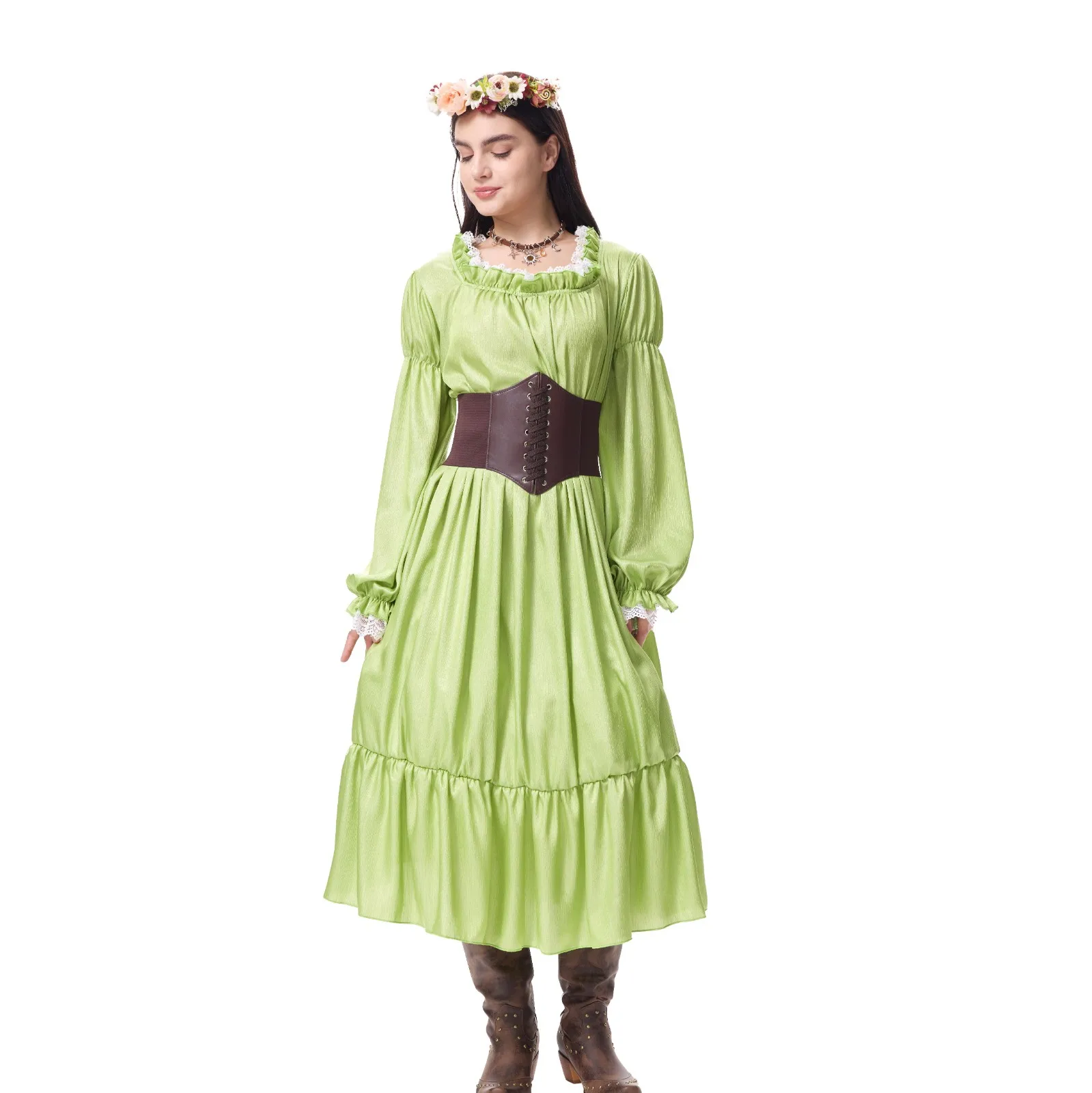 Fresh Green Color Leather Belt High Waist Long Skirt New Trendy French Style Long Sleeve Elegant Maxi Dress
Fresh Green Color Leather Belt High Waist Long Skirt New Trendy French Style Long Sleeve Elegant Maxi Dress