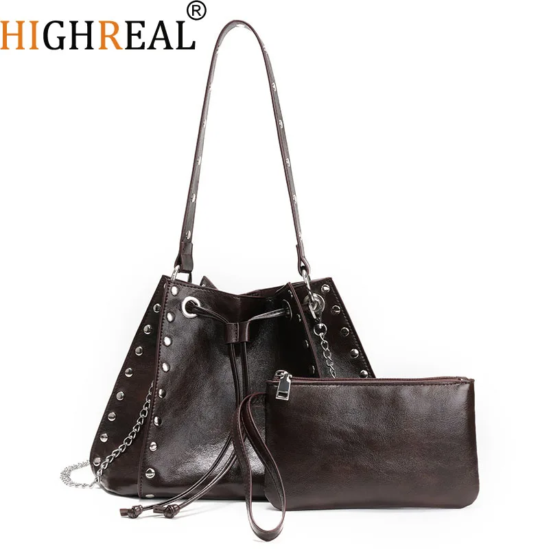 Retro Studded Shoulder Bag Rivet Drawstring Bucket Bags for Women Handbags Chains Crossbody Bag NEW Designer Women's Bag Tote
Retro Studded Shoulder Bag Rivet Drawstring Bucket Bags for Women Handbags Chains Crossbody Bag NEW Designer Women's Bag Tote