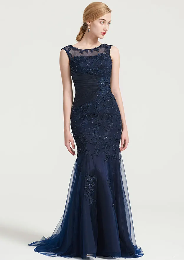 Fashion Elegant 2026 Lace Mermaid Evening Party Dresses with Illusion Neck Lace Appliques Tulle Skirt and Sweep Train
Fashion Elegant 2026 Lace Mermaid Evening Party Dresses with Illusion Neck Lace Appliques Tulle Skirt and Sweep Train