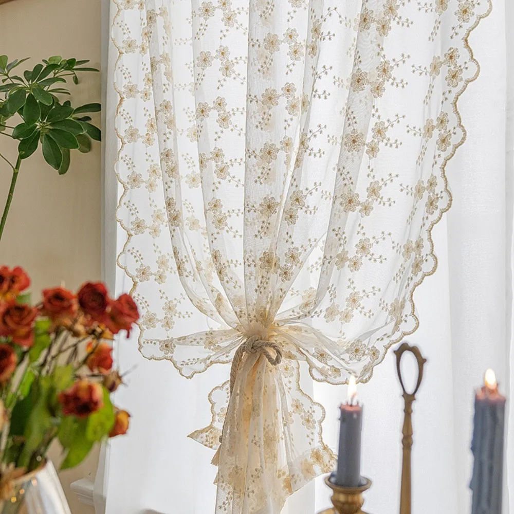 Romantic Floral Embroidery French Lace Curtains Beige Tulle Window Shade Vintage Pastoral Style Doorway Drape Home Decoration
Romantic Floral Embroidery French Lace Curtains Beige Tulle Window Shade Vintage Pastoral Style Doorway Drape Home Decoration