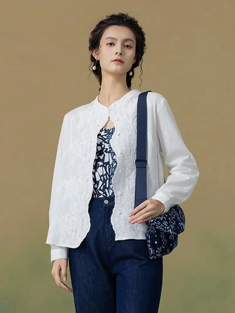 Loose Fit Embroidered Cotton Shirt Women's New Arrival 100% Cotton Breathable Sweat Absorbent Long Sleeve Button up Shirt
Loose Fit Embroidered Cotton Shirt Women's New Arrival 100% Cotton Breathable Sweat Absorbent Long Sleeve Button up Shirt