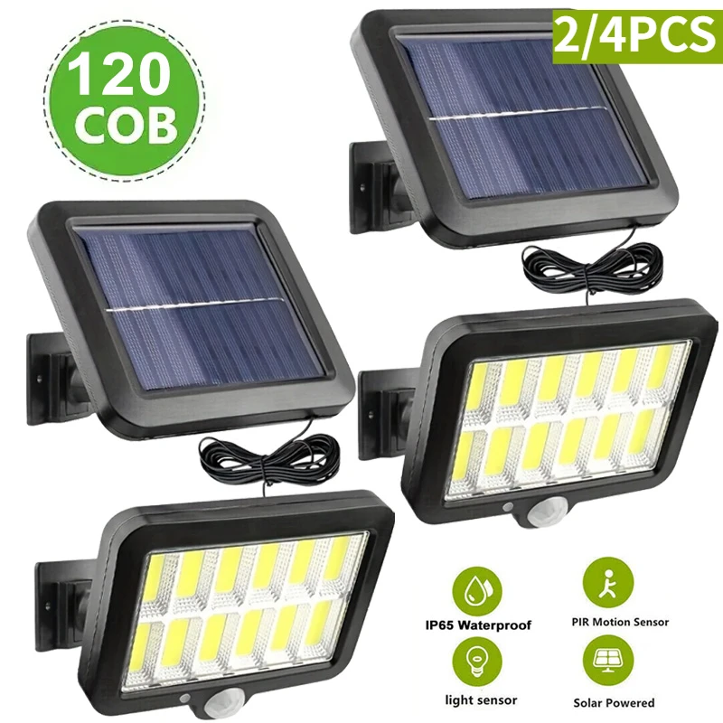 2/4PCS Solar Split Wall Lamp 3 Modes 120COB Solar Street Lights Waterproof Human Body Motion Sensor Solar Light for Patio Garage
2/4PCS Solar Split Wall Lamp 3 Modes 120COB Solar Street Lights Waterproof Human Body Motion Sensor Solar Light for Patio Garage