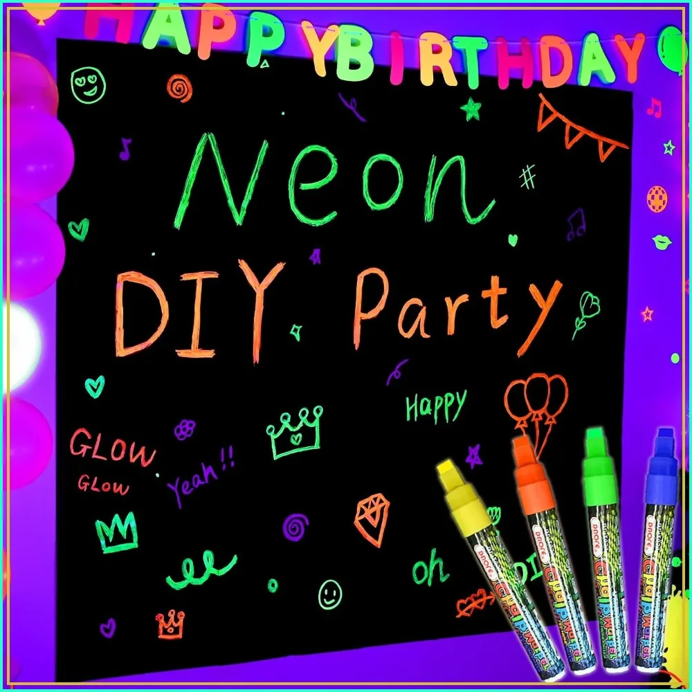 Glow in The Dark Party Backdrop, Neon DIY Decor with 4 Fluorescent Pens, 7x5ft
Glow in The Dark Party Backdrop, Neon DIY Decor with 4 Fluorescent Pens, 7x5ft