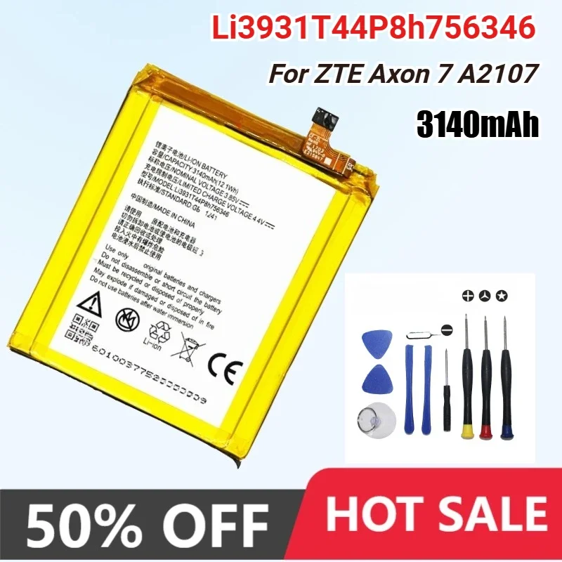 New LI3931T44P8H756346 3140mAh Battery for ZTE Axon 7 5.5inch A2017 Replacement Battery High Quality Bateria 3.85v
New LI3931T44P8H756346 3140mAh Battery for ZTE Axon 7 5.5inch A2017 Replacement Battery High Quality Bateria 3.85v