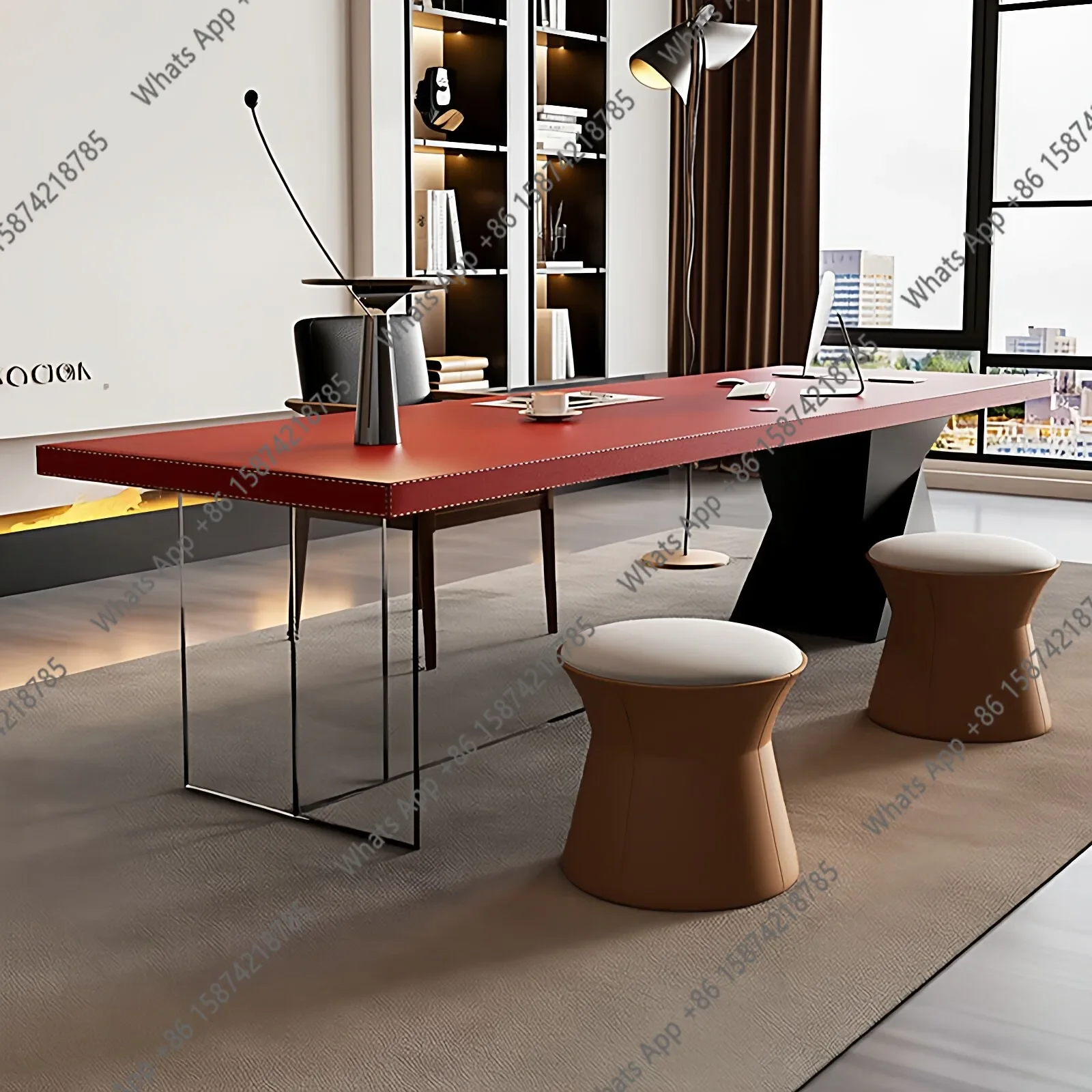 S64 Saddle Leather Solid Wood Desk Home Study Computer Table Creative Personality Long Table Large Board Table Designer High-end
S64 Saddle Leather Solid Wood Desk Home Study Computer Table Creative Personality Long Table Large Board Table Designer High-end