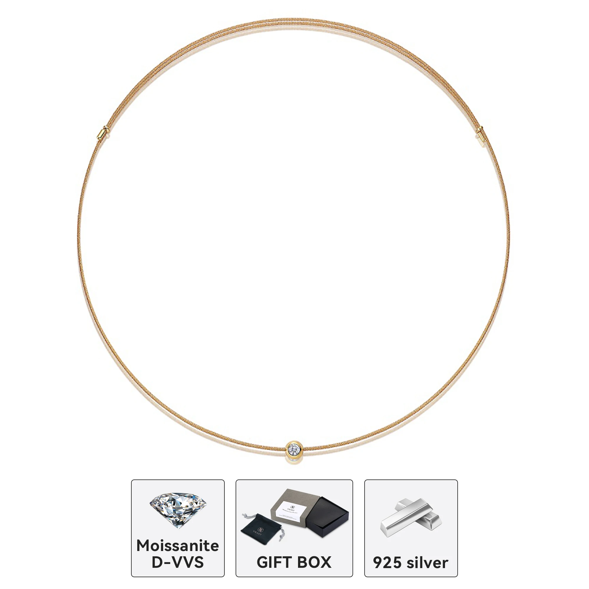 Kfvanfi 0.3ct Moissanite D VVS1 925 sterling silver plated with 18K gold design round single diamond women's necklace collar
Kfvanfi 0.3ct Moissanite D VVS1 925 sterling silver plated with 18K gold design round single diamond women's necklace collar
