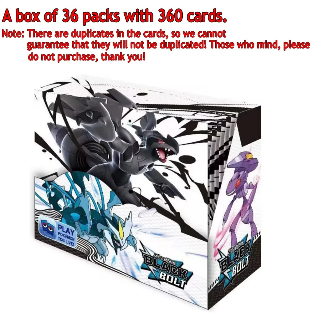 English Pokemon PTCG Scarlet Violet Black Bolt White Flare Booster Box Battle Pokemon Card 36bag
English Pokemon PTCG Scarlet Violet Black Bolt White Flare Booster Box Battle Pokemon Card 36bag