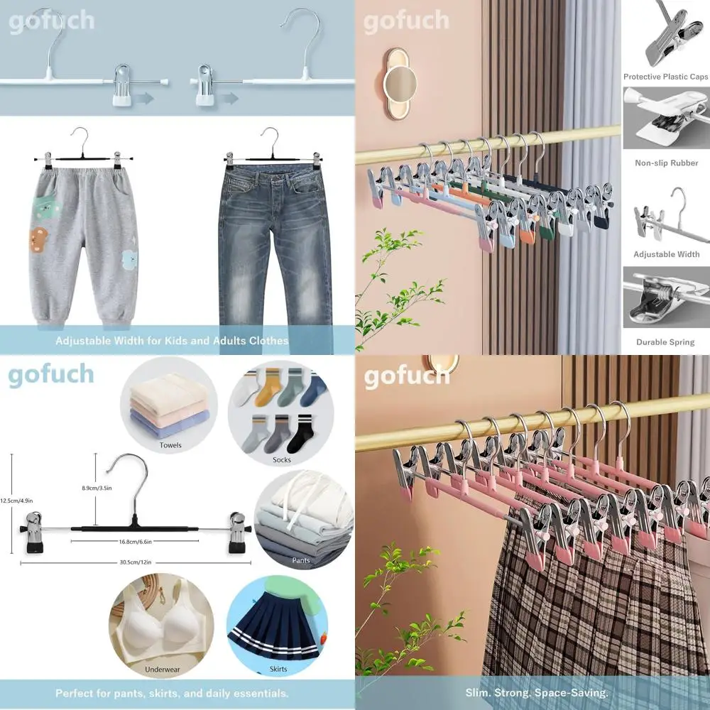 50-Pack Heavy-Duty Non-Slip Adjustable Hangers for Skirts, Pants, Jeans, and Shorts - Black, 12 Inch
50-Pack Heavy-Duty Non-Slip Adjustable Hangers for Skirts, Pants, Jeans, and Shorts - Black, 12 Inch