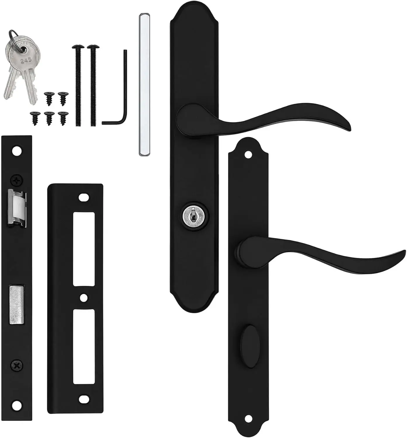 Curved Mortise Lock Set for AluminArt Storm & Screen Doors, Adjustable 3/4" Backset in Matte Black
Curved Mortise Lock Set for AluminArt Storm & Screen Doors, Adjustable 3/4" Backset in Matte Black