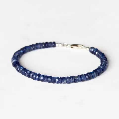 Pulseira de safira azul, joias com pedras preciosas naturais