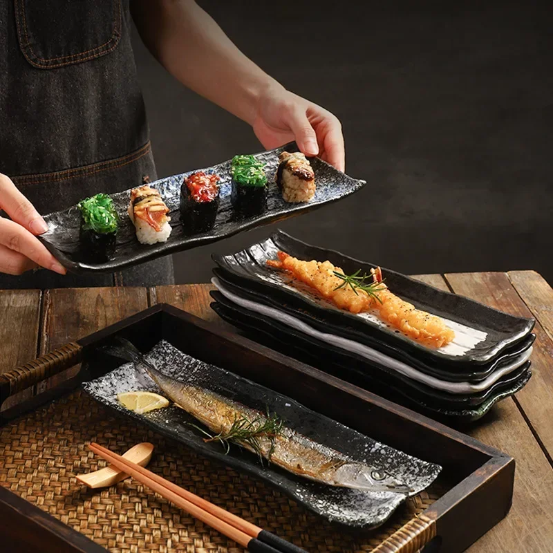 Japanese ceramic plate Commercial creative cuisine Sushi sashimi long plate Hotel saury long square
Japanese ceramic plate Commercial creative cuisine Sushi sashimi long plate Hotel saury long square