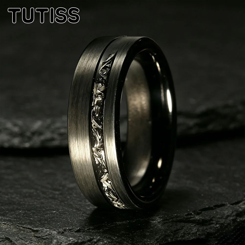 TUTISS 6/8mm Black Meteorite Tungsten Carbide Ring, Offset groove Brushed Finish, Couple Ring, Unique Wedding Band for her(Him)
TUTISS 6/8mm Black Meteorite Tungsten Carbide Ring, Offset groove Brushed Finish, Couple Ring, Unique Wedding Band for her(Him)