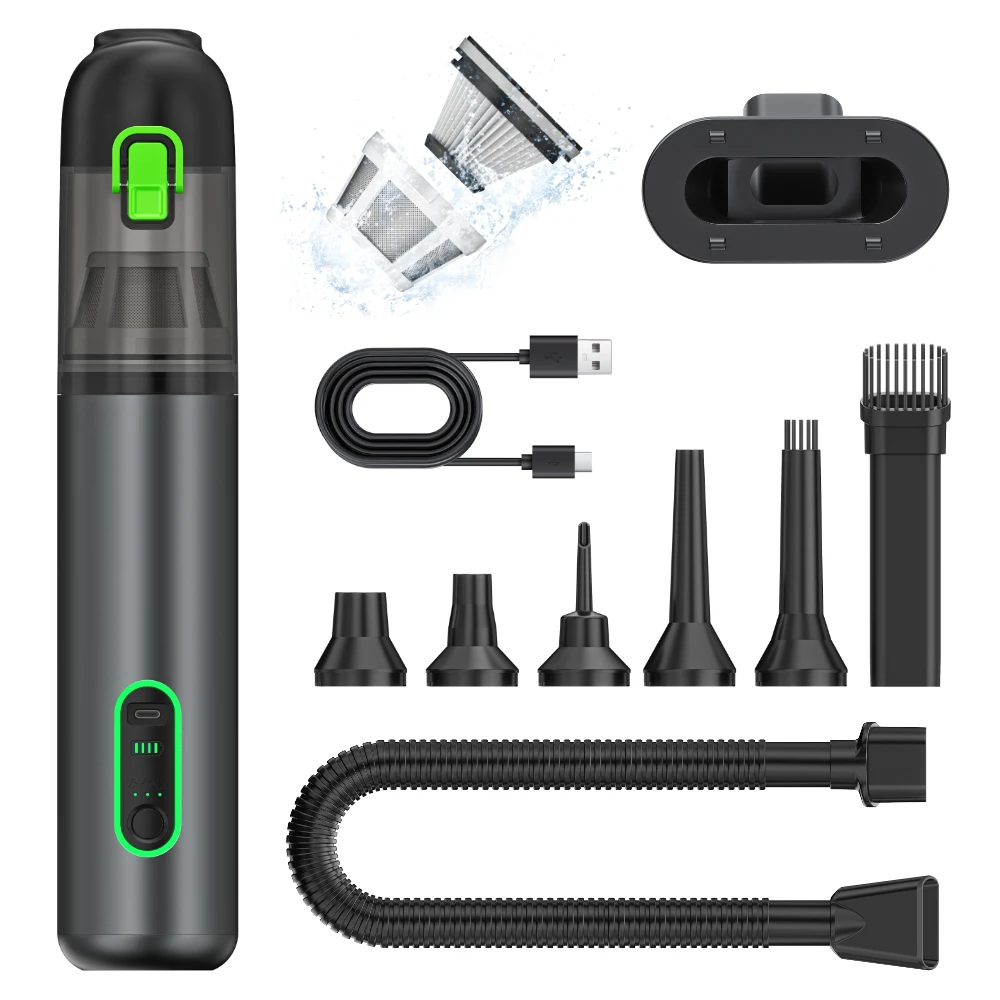 High Power Wet/Dry Handheld Vacuum Cleaner with HEPA Filter USB-Powered 8-in-1 Functions for Car RV Home Office Camping Travel
High Power Wet/Dry Handheld Vacuum Cleaner with HEPA Filter USB-Powered 8-in-1 Functions for Car RV Home Office Camping Travel