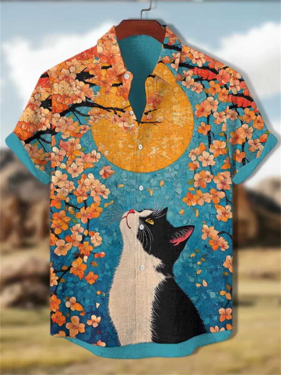 Animal style men's short sleeved linen shirt, button design, digital printing, casual and comfortable, fashionable dressing
Animal style men's short sleeved linen shirt, button design, digital printing, casual and comfortable, fashionable dressing