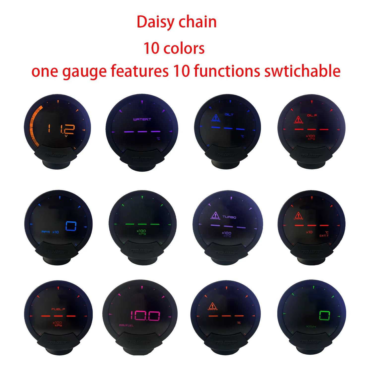 HA Accessories Universial Auto Gauge Gredd y 10Colors 12Functions Volt Water Oil Temp Oil Fuel Press Turbo Rpm AFR replic meter
HA Accessories Universial Auto Gauge Gredd y 10Colors 12Functions Volt Water Oil Temp Oil Fuel Press Turbo Rpm AFR replic meter