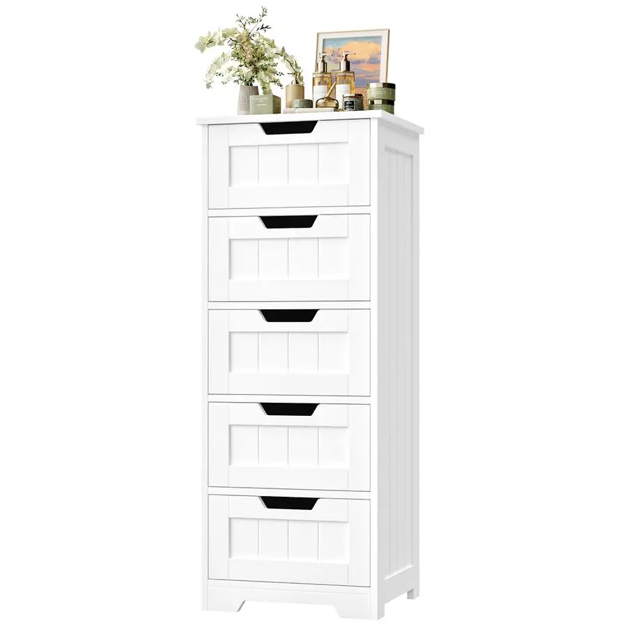 Bathroom Cabinet, Bathroom Storage Cabinet with 5 Drawers, Wooden Storage Cabinets with CutOut Handles, 11.8 x 15.7 x 40.1 Bathr
Bathroom Cabinet, Bathroom Storage Cabinet with 5 Drawers, Wooden Storage Cabinets with CutOut Handles, 11.8 x 15.7 x 40.1 Bathr