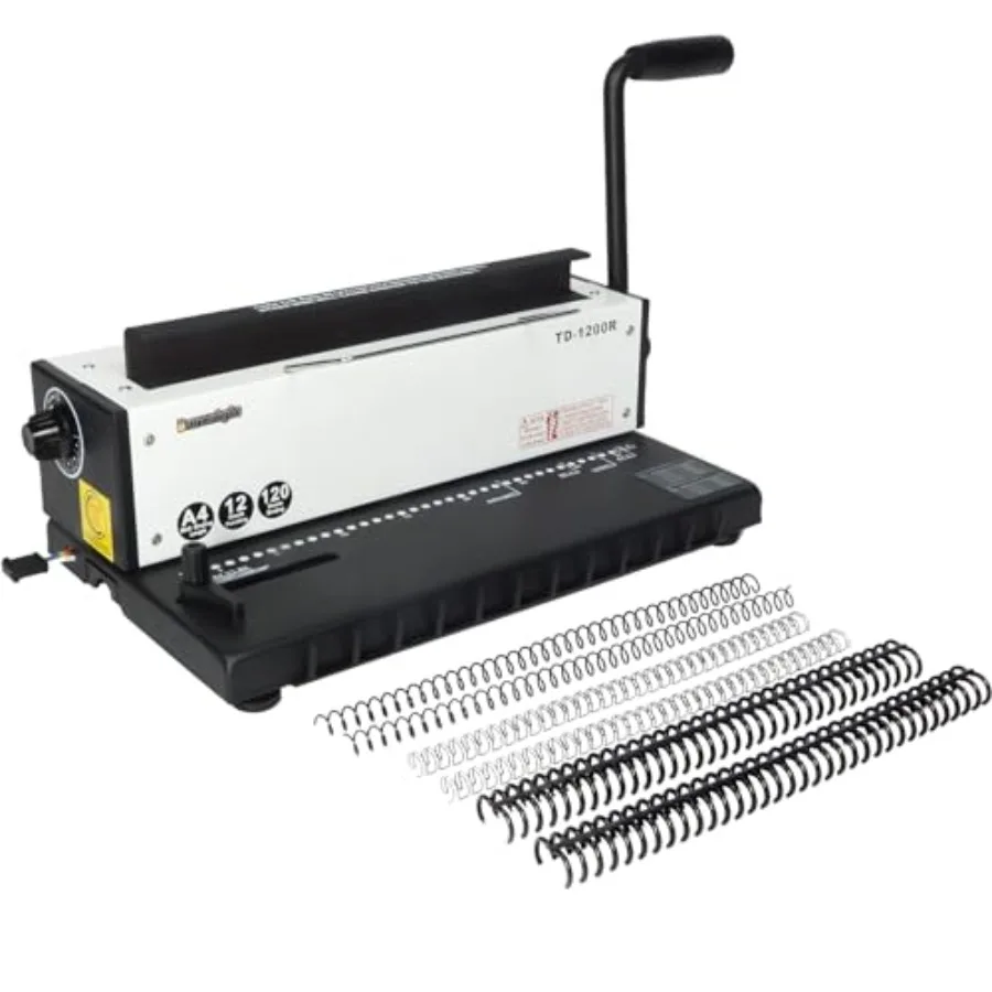 3:1 Pitch Wire Binding Machine with 34 Round Holes Punches 12 Sheets/Binds 120 Sheets Sturdy Metal Construction
3:1 Pitch Wire Binding Machine with 34 Round Holes Punches 12 Sheets/Binds 120 Sheets Sturdy Metal Construction