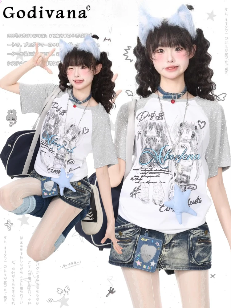 Subculture Y2k Polka Dot Print T-shirt Japanese Kawaii Girl Anime Print 2D Short-sleeved Top Summer New 2026 Women's Clothing
Subculture Y2k Polka Dot Print T-shirt Japanese Kawaii Girl Anime Print 2D Short-sleeved Top Summer New 2026 Women's Clothing