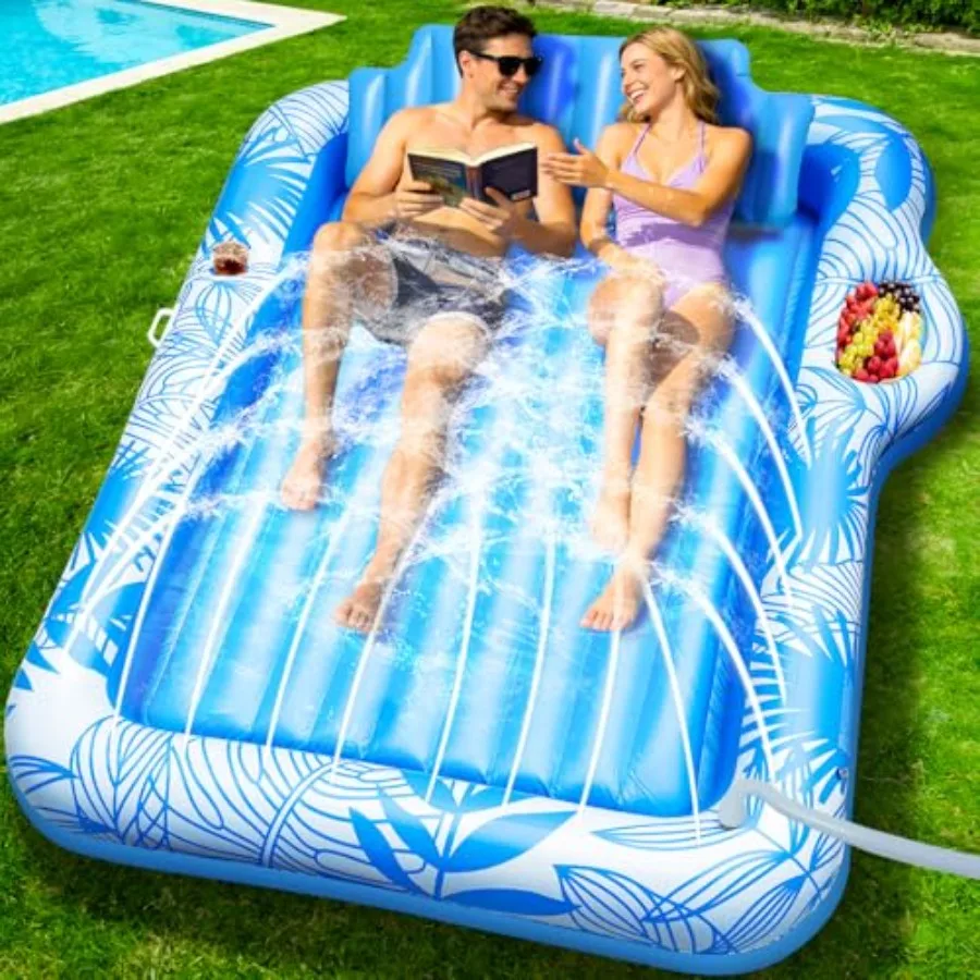 83" X 60" Inflatable Tanning Pool Lounger Float with Sprinkler Extra Large Pool Float Adults with Pillow 6 in 1 Suntan Tub Raft
83" X 60" Inflatable Tanning Pool Lounger Float with Sprinkler Extra Large Pool Float Adults with Pillow 6 in 1 Suntan Tub Raft