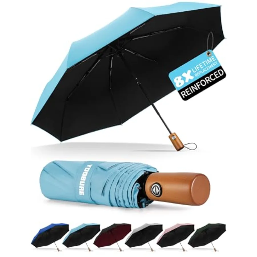 Yoobure Windproof Travel Umbrella with Wood Handle - Automatic Umbrellas for Rain and UV Sun Protection, Compact 46" Large Cano
Yoobure Windproof Travel Umbrella with Wood Handle - Automatic Umbrellas for Rain and UV Sun Protection, Compact 46" Large Cano