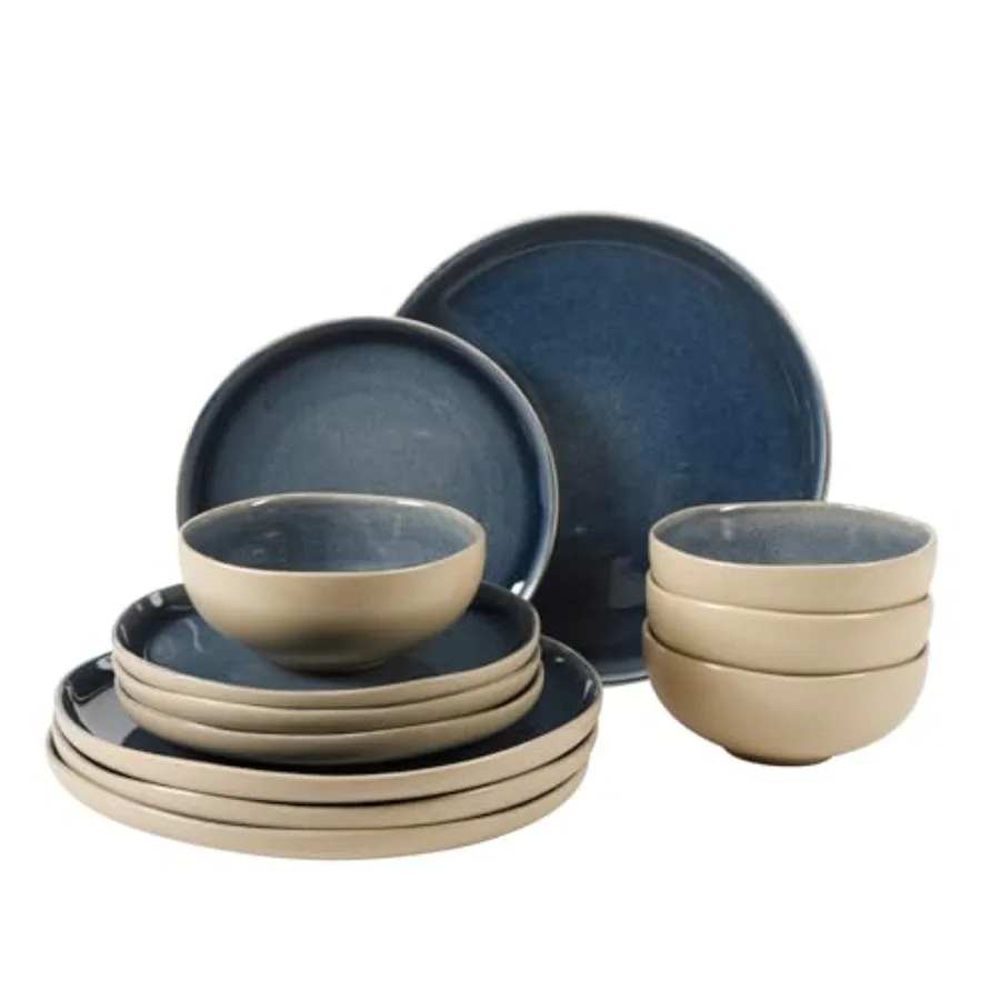 Manila Bay 12-Piece Stoneware Dinnerware Set Reactive Glaze Modern Artisan Plates Bowls and Mugs Blue Round Design
Manila Bay 12-Piece Stoneware Dinnerware Set Reactive Glaze Modern Artisan Plates Bowls and Mugs Blue Round Design