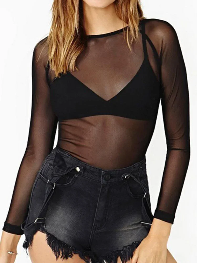 Spring Summer Womens Long Sleeve Sexy Black Mesh Top Blouses Transparent Punk Club Shirt Tees Beach Tops
Spring Summer Womens Long Sleeve Sexy Black Mesh Top Blouses Transparent Punk Club Shirt Tees Beach Tops