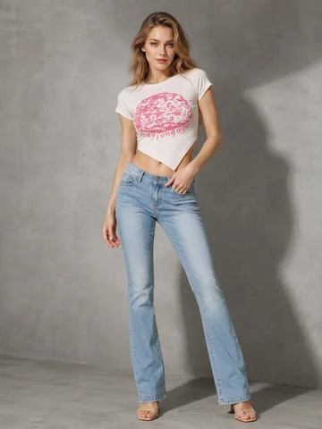 Y2Kドラゴン柄クロップTシャツ レディース 半袖 イレギュラーヘム スリムフィット レトロプリントTシャツ 夏のお出かけトップス