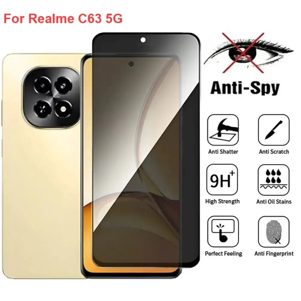 Oppo Realme C63 RMX3950 Anti Spy Privacy Tempered Glass Screen Protector Compatible For Realmec63 5G Phone Film
Oppo Realme C63 RMX3950 Anti Spy Privacy Tempered Glass Screen Protector Compatible For Realmec63 5G Phone Film