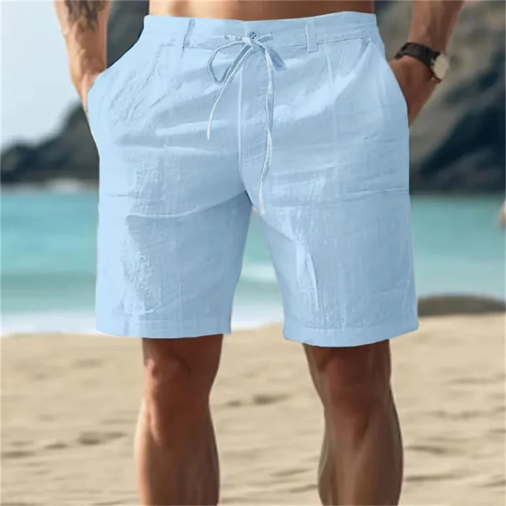Men's Casual Shorts Solid Color Drawstring Cotton Linen Breathable Vacation Beach Style Fashion Short Pants Male Dailywear
Men's Casual Shorts Solid Color Drawstring Cotton Linen Breathable Vacation Beach Style Fashion Short Pants Male Dailywear
